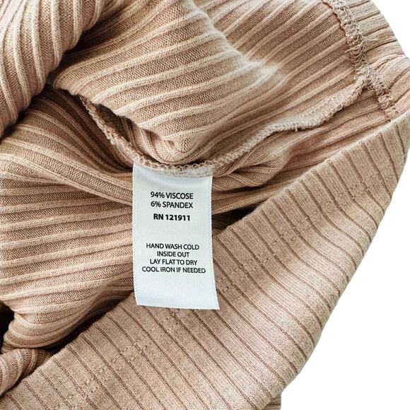 LNA Crisselle Mini Dress Tank Tan Nude Wide Ribbed Size Small Bodycon Fitted - Picture 5 of 5